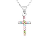 Kreuz AnhäNger Kette Echt 925 Sterling Silber Kristall Echtschmuck Damen Kinder