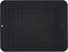Silicone Dish Drying Mat, Non-Slip Easy Clean Sink Mat Large Heat-Resistant Dish