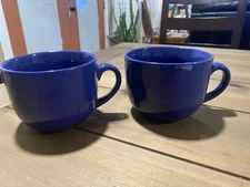 Pier 1 Blue Oversized Jumbo Coffee Latte Soup Mug Mugs Set Of 2 Essential Cafe