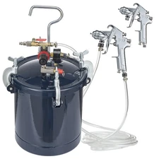 10L 60PSI Air Paint Pressure Pot with 1.5mm+4mm Nozzles and Two Spray Guns