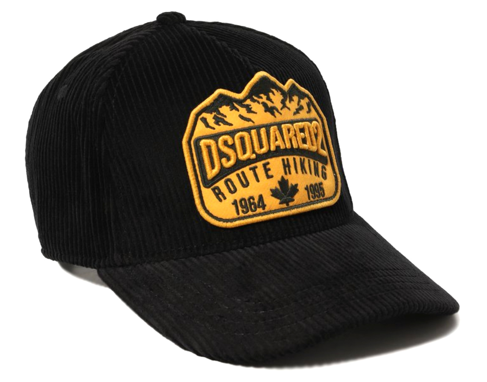 Dsquared2 Route Hiking Patch Baseball Cap Corduroy Hat Snapback Black Logo