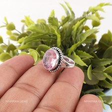 Morganit Edelstein 925 Silber Handgemacht Trendy Solitaire Verlobungsring