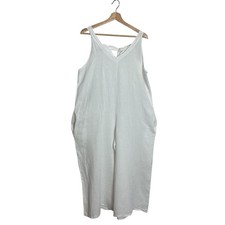 Elena Baldi Large White Linen Wide Leg Relaxed Jumpsuit Minimalist Lagenlook