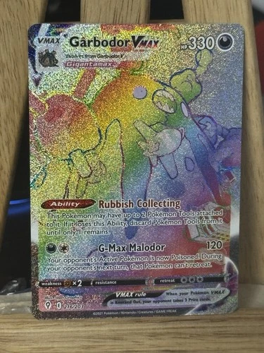 Garbodor VMAX (Secret) Secret Rare Rainbow Evolving Skies 216/203 NEAR MINT NM