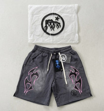 Hellstar Men's Gray Graphic Print Sweat Shorts Drawstring Pockets Size M