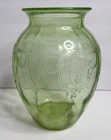Vintage Anchor Hocking Ballerina Cameo GREEN Uranium Depression Glass 8" Vase