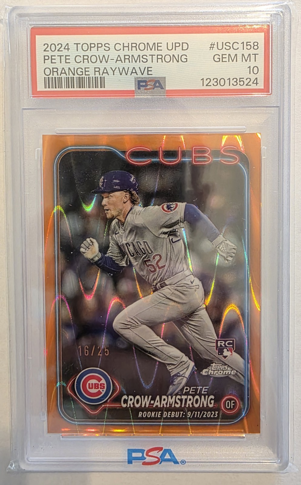 2024 Topps Chrome Update Orange Raywave Refractor USC158 Pete Crow-Armstrong /25