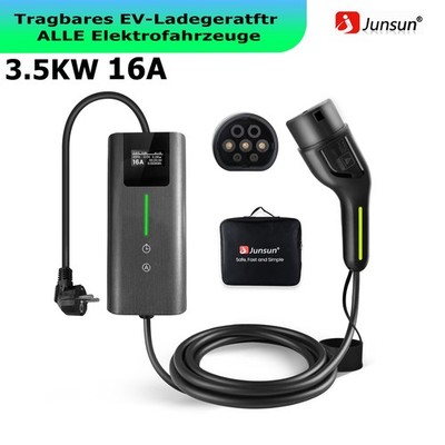 3.5KW 16A EV Ladegerät Typ 2 Schuko 1 Phase Mit kontrollierbarer Digitalanzeige