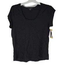 Social Standard "Amber" Scoop Tee, Black, Sz M, NWT