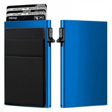 Slim Aluminum Card Holder   RFID Blocking Metal Wallet with Elastic Band, Min...