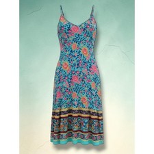 Qearal Floral Tiered Rayon Blend Ruffle Mini Dress Size M