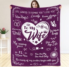 To My Wife Blanket   Romantic Gift for Wife from Husband   Cozy Throw for Christ