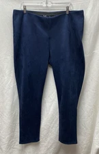 DG2 Diane Gilman Size P1X Petite 1X Midnight Blue Velvet Pants Pull On Women’s