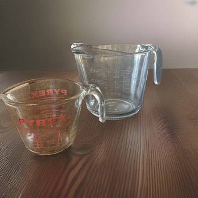 Pyrex Measuring Cup /Handled Mixing Cup 1cup & 4cup Set Of 2