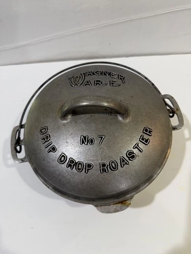 Vintage Wagner Ware No 7 Drip Drop Roaster Cast Iron Dutch Oven Patent 1922