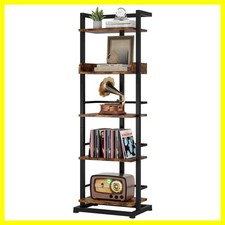 Book Shelf Narrow Bookshelf: 5 Tier Wood Bookcase with Metal Edge Protection ...