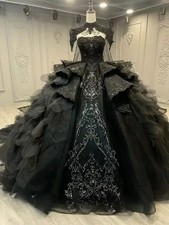 Custom Black Tulle Quincea era Dress Sweet HighNeck Crystal Appliqu Quincea era