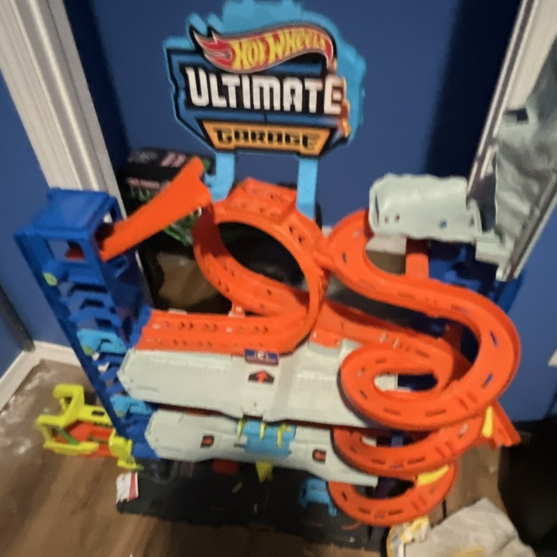 Hot Wheels Ultimate Garage Playset Plastic Tower w/ Orange Track Blue/Gray