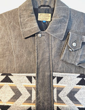 Men's Large HIGH GRADE WESTERN WEAR by PENDLETON Native Print Jacket Jean Wool