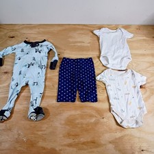 Baby Boy Clothes Lot 4 Pc Size 0-3 Months Burt's Bees Carter's Sleeper Bodysuits