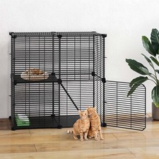 2-Tier Cat Cage Metal Playpen Indoor Enclosure Cats Ferrets Small Animals New
