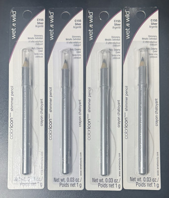 Wet N wild Coloricon C155 Silver Argente Shimmer Pencil, Pack of 4, 0.03 oz each