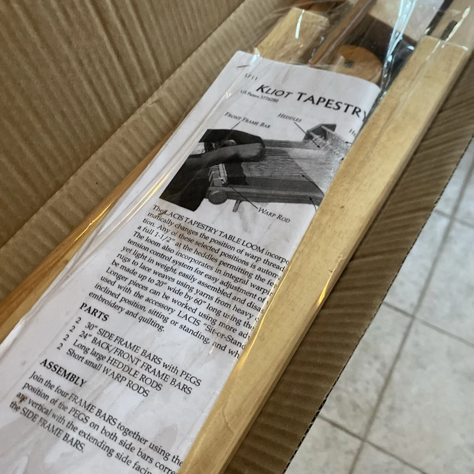 Weaving Loom Tapestry 20" Hardwood Frame Craft Tabletop Warping Oak Rods Warp - Image 3 of 4