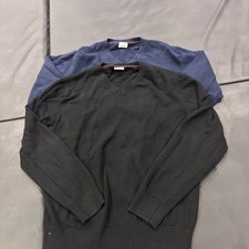Lot of 2: Gap Boy Navy Blue  Black Cotton Long-Sleeve V-Neck Sweater Size XL