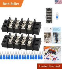 2-Pack 4-Circuit Terminal Block Kit with 16 Heat Shrink Connectors - Heavy Duty