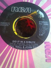 Hall Oates, Did It In a Minute 1981 RCA 45 sleeve