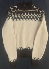 VTG 70's Pendleton Earthen Cream Brown Icelandic Shetland Wool Sweater Cabincore