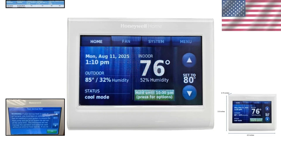 Programmable Thermostat, Wi-Fi Connectivity, White - Image 2 of 4