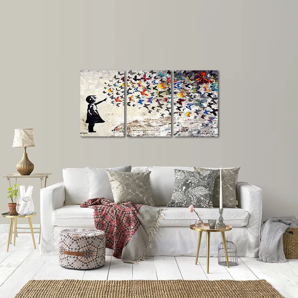 Colorido Graffiti Arte de Pared Divertidas Pinturas de Mariposas Banksy Arte Callejero Mural... Foto 3 de 4