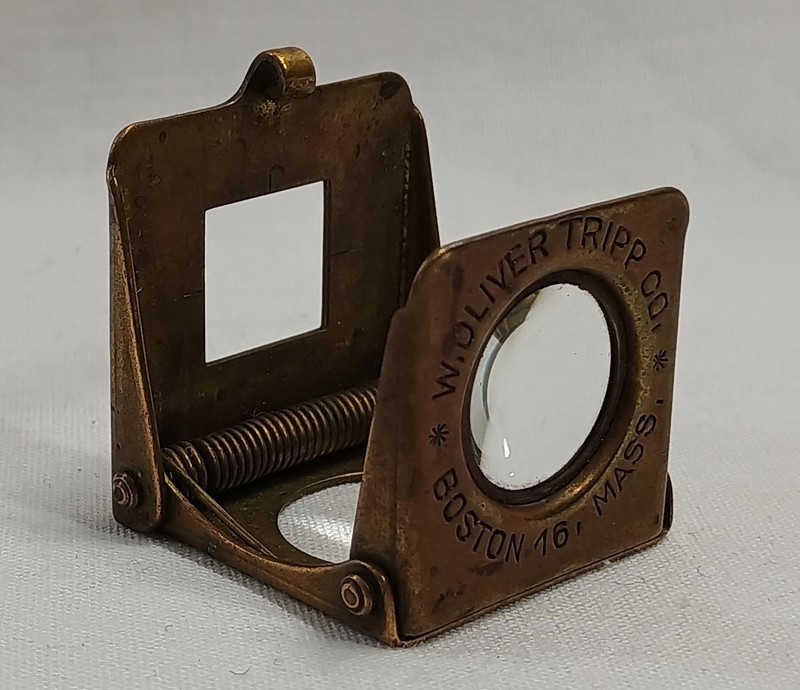 Vintage W. Oliver Tripp Co Brass Linen Tester Thread Counter Magnifier Folding