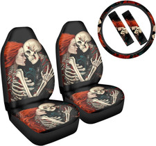 Halloween Car Seat Covers Scary Skull Skeleton Auto Interior Accessories Sets 5