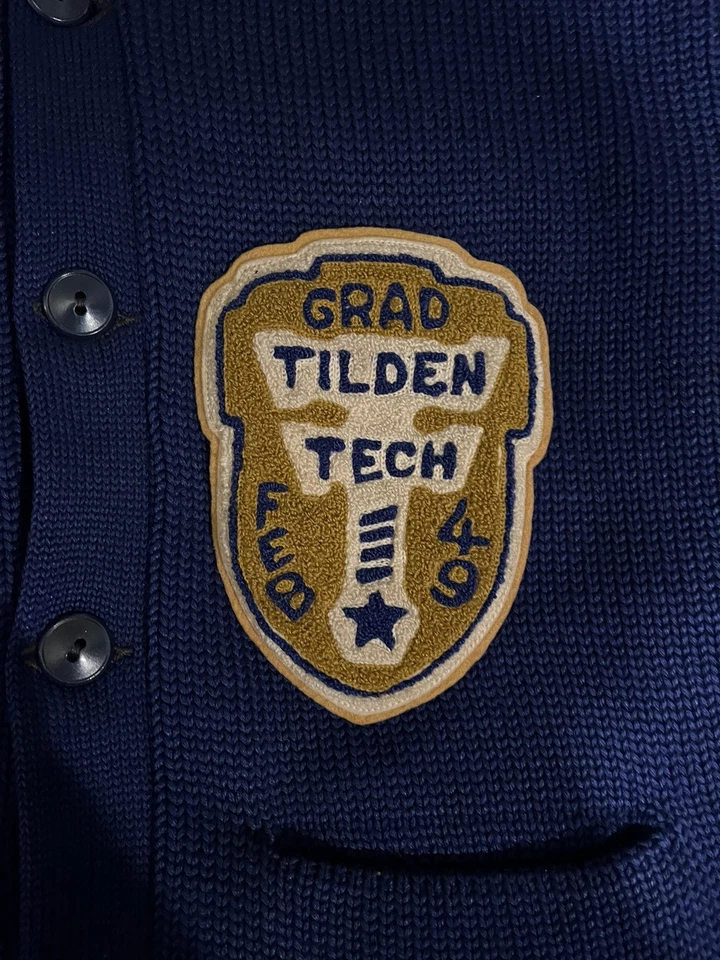Cárdigan suéter de lana Letterman de colección Englewood Mill 1949 TILDEN TECH VARSITY BAND Foto 3 de 4