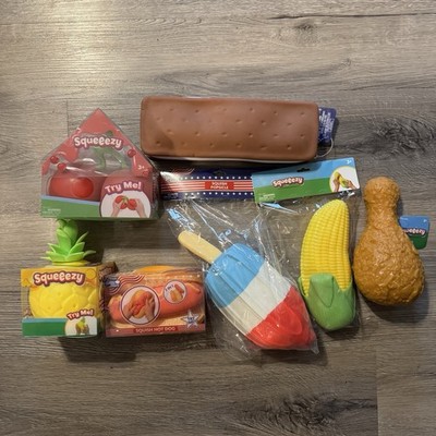 NEW Sunny Days Squeezy Squishy Bundle of 7 - Rocket Pop, Cherries, Corn,  & more