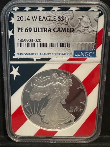2014-W Silver American Eagle PF69 ULTRA CAMEO Flag Core