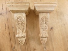 2 Large Wood Corbel Bracket Bookend Carved Porch Fireplace Mantle Decor Scroll