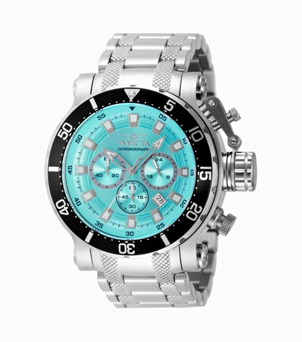 Invicta Men's Quartz Diver Watch Stainless Steel Blue Dial Black Bezel Chrono