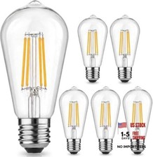Dimmable LED Edison Bulbs 6W Equivalent 60W, ST58 Vintage Warm White-clear