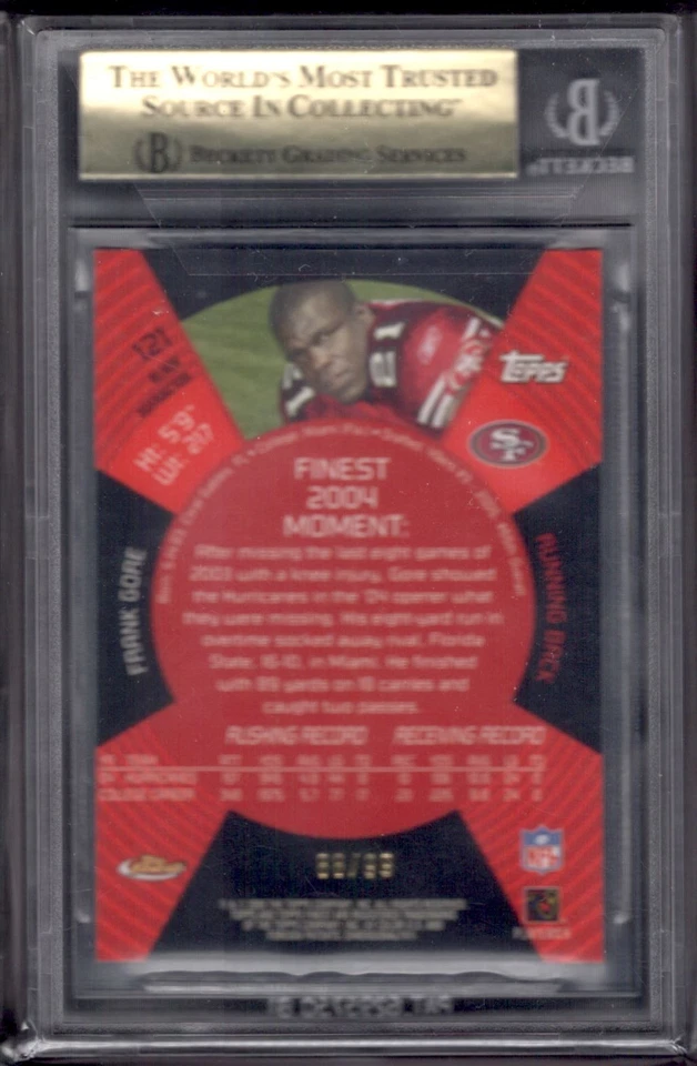 2005 Topps Finest Black Refractors Frank Gore Rookie 88/99 BGS 9.5 San Francisco - Image 2 of 2