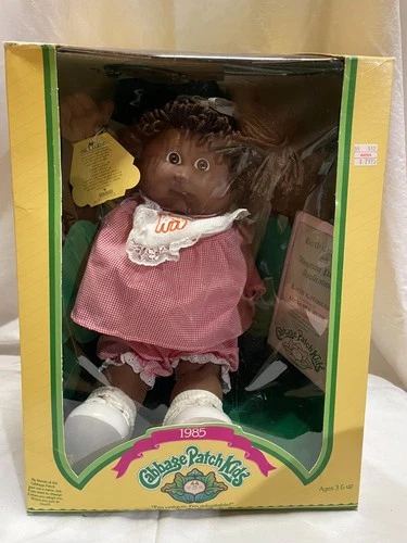 1985 Cabbage Patch Kids - RARE Black Baby Girl Doll - Coleco Vintage New In box