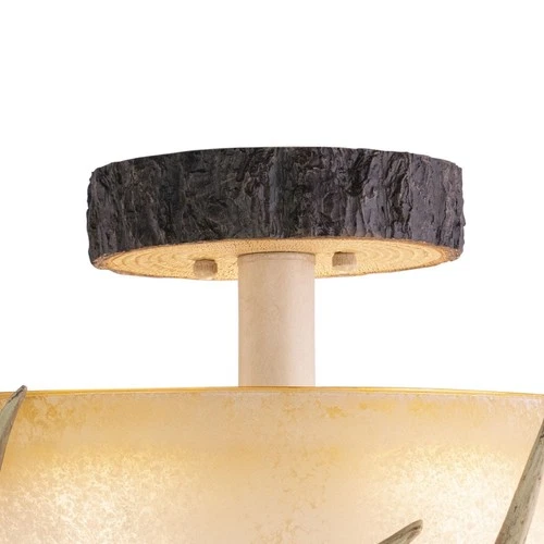 Lodge 3-Light Semi-Flush Mount in Rustic and Antler Style 12.75 Inches Tall and - Picture 4 of 4
