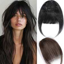 Clip in Thin Thick Bangs 100 Real Remy Human Hair Extensions Air Neat Fringe US