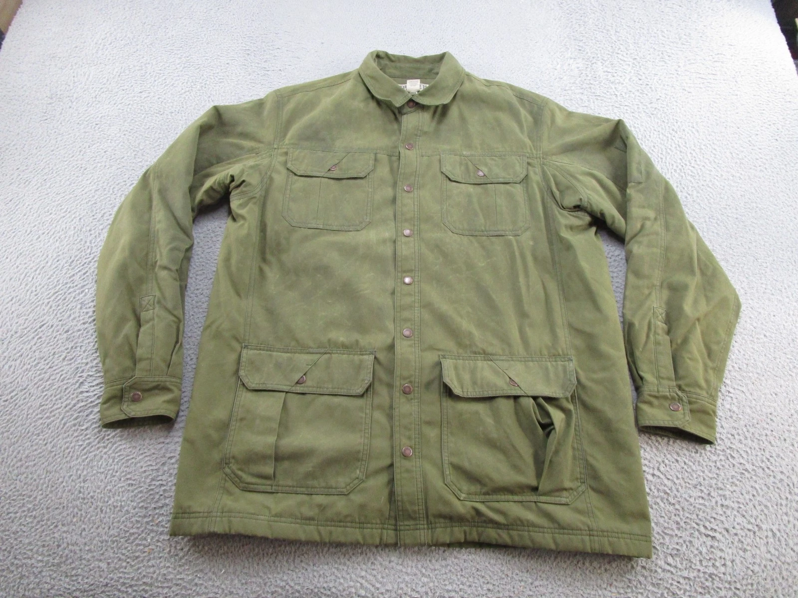 Duluth Trading Warden Waxed Canvas Shirt Jacket Mens XL Tall Lined Shacket Green