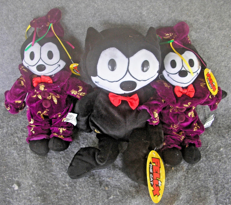 Vintage Felix the Cat Plush Toy, Lot of 3