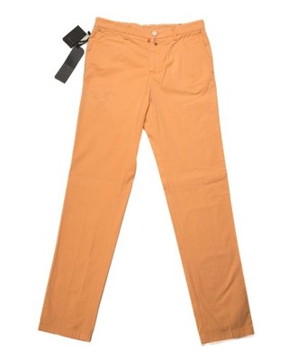Kiton $980 Orange Peach Slim Fit Stretch Flat Front Pants Chinos Trousers 32 US