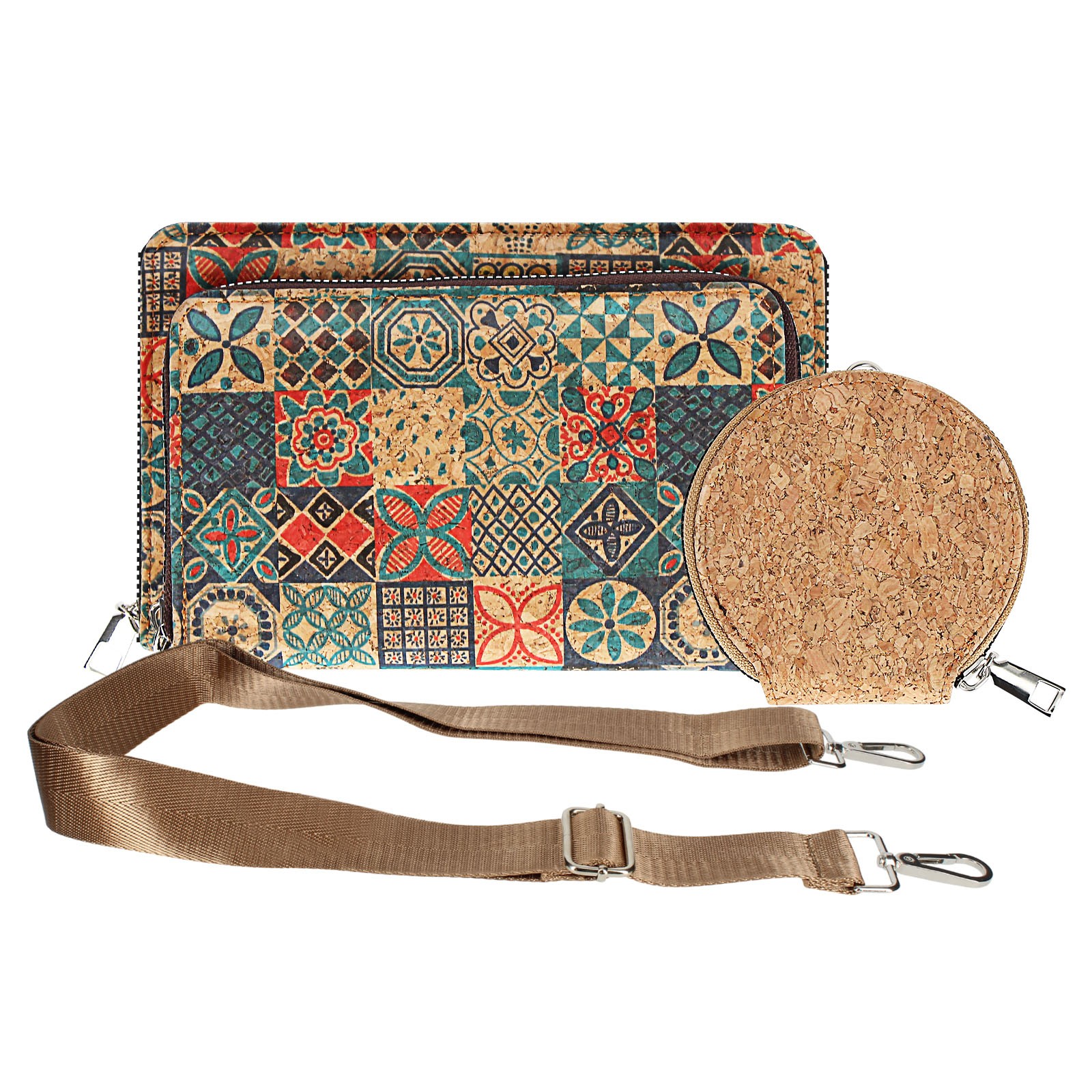 Pochette en liège fleurie pour flâner en ville les mains libres