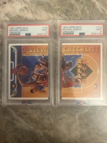 1994 Upper Deck ProView 3D Michael Jordan Checklist card#s 109&110 graded PSA 9